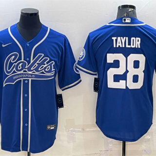 Men's Indianapolis Colts #28 Jonathan Taylor Royal Cool Base Stitched Baseball Jersey
