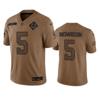 Men's Indianapolis Colts #5 Anthony Richardson 2023 Brown Salute To Sertvice Stitched Football Jersey