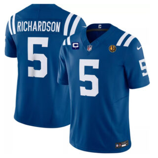 Men's Indianapolis Colts #5 Anthony Richardson Blue 2023 F.U.S.E. 1-Star C Patch And With John Madden Patch Vapor Limited Stitched Football Jersey