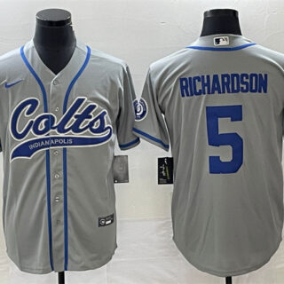 Men's Indianapolis Colts #5 Anthony Richardson Gray Cool Base Stitched Baseball Jersey