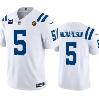 Men's Indianapolis Colts #5 Anthony Richardson White 2023 F.U.S.E. 1-Star C Patch And With John Madden Patch Vapor Limited Stitched Football Jersey