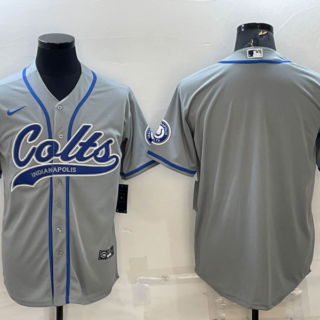Men's Indianapolis Colts Blank Grey Cool Base Stitched Baseball Jersey