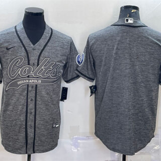Men's Indianapolis Colts Blank Grey With Patch Cool Base Stitched Baseball Jersey