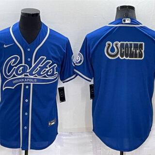 Men's Indianapolis Colts Royal Team Big Logo With Patch Cool Base Stitched Baseball Jersey