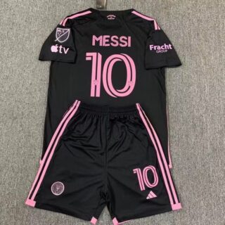 Youth Inter Miami CF #10 Lionel Messi Jersey Black Soccer Set