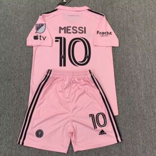 Youth Inter Miami CF #10 Lionel Messi Jersey Pink Soccer Set