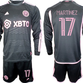 Men's Inter Miami CF #17 Martinez 2023 24 Black Away Soccer Jersey Suit