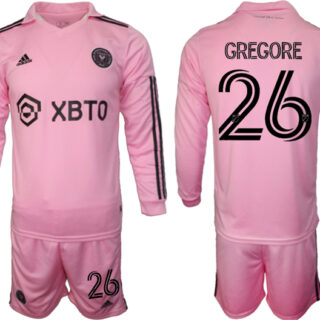 Men's Inter Miami CF #26 Gregore 2023 24 Pink Home Soccer Jersey Suit