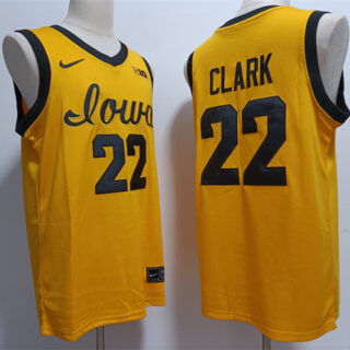 Men's Iowa Hawkeyes #22 Caitlin Clark Yellow Stitched Jersey