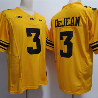 Men's Iowa Hawkeyes #3 Cooper DeJean Yellow Stitched Jersey