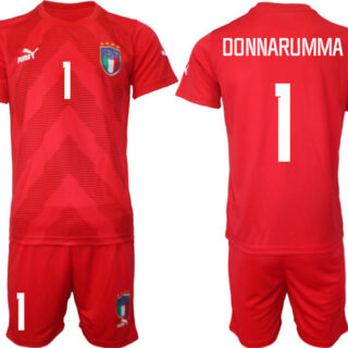 Men's Italy #1 Donnarumma Red Goalkeeper Soccer Jersey Suit 1