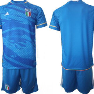 Men's Italy Custom 2023 24 Blue Home Soccer Jersey Suit