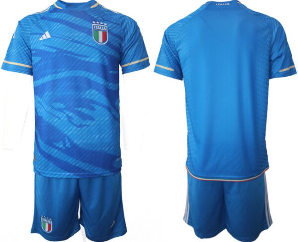Men's Italy Custom 2023 24 Blue Home Soccer Jersey Suit