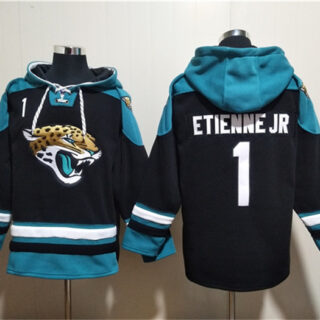 Men's Jacksonville Jaguars #1 Travis Etienne Jr. Black Ageless Must-Have Lace-Up Pullover Hoodie