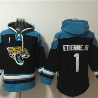 Men's Jacksonville Jaguars #1 Travis Etienne Jr. Black Ageless Must-Have Lace-Up Pullover Hoodie