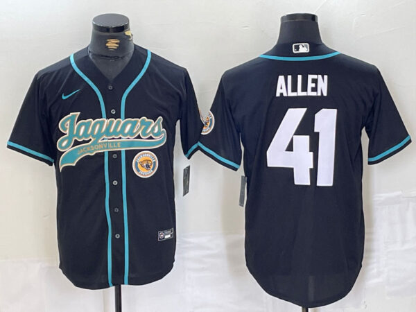 Men's Jacksonville Jaguars #41 Josh Allen Black With Patch Cool Base Stitched Baseball Jerseys