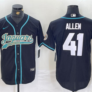 Men's Jacksonville Jaguars #41 Josh Allen Black With Patch Cool Base Stitched Baseball Jersey