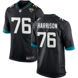 Men's Jacksonville Jaguars #76 Anton Harrison Black 2023 Draft Stitched Game Jersey