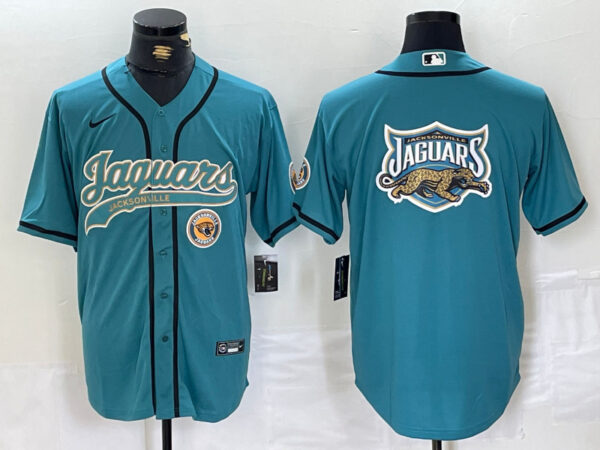 Men's Jacksonville Jaguars Teal With Patch Cool Base Stitched Baseball Jerseys