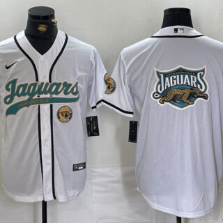 Men's Jacksonville Jaguars White With Patch Cool Base Stitched Baseball Jerseys