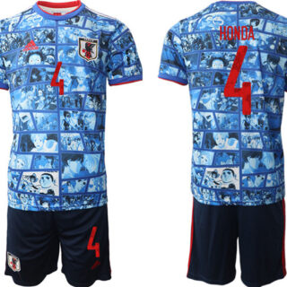 Men's Japan #4 Honda Blue Home Soccer Jersey Suit
