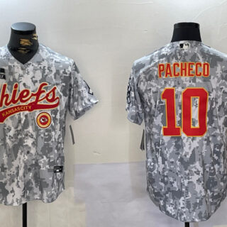 Men's Kansas City Chiefs #10 Isiah Pacheco 2024 Arctic Camo Salute To Service Stitched Baseball Jerseys