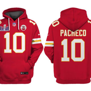 Men's Kansas City Chiefs #10 Isiah Pacheco Red Super Bowl LVIII Patch Pullover Hoodie
