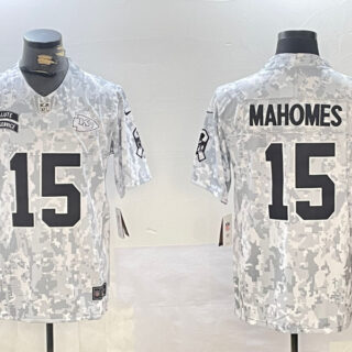 Men's Kansas City Chiefs #15 Patrick Mahomes 2024 F.U.S.E Arctic Camo Salute To Service Limited Stitched Football Jersey