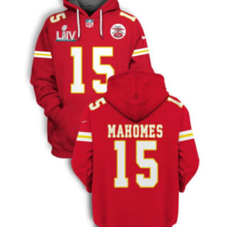 Men's Kansas City Chiefs #15 Patrick Mahomes Red 2021 Super Bowl LIV Pullover Hoodie