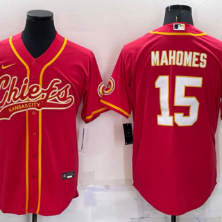 Men's Kansas City Chiefs #15 Patrick Mahomes Red Cool Base Stitched Baseball Jersey