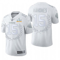 Men's Kansas City Chiefs #15 Patrick Mahomes White Glory Awards 2021 Super Bowl LV Jersey