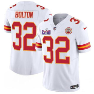 Men's Kansas City Chiefs #32 Nick Bolton White F.U.S.E. Super Bowl LVIII Patch Vapor Untouchable Limited Stitched Football Jersey