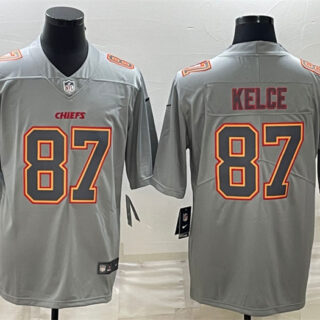 Men's Kansas City Chiefs #87 Travis Kelce Gray Atmosphere Fashion Stitched Jersey