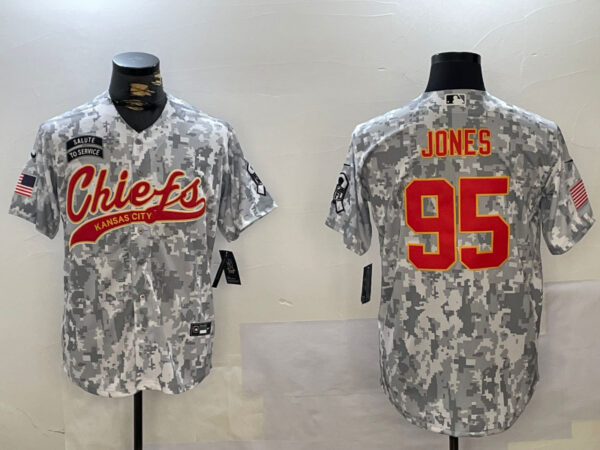 Men's Kansas City Chiefs #95 Chris Jones 2024 Arctic Camo Salute To Service Stitched Baseball Jerseys
