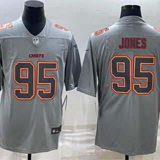 Men's Kansas City Chiefs #95 Chris Jones Gray Atmosphere Fashion Stitched Jersey