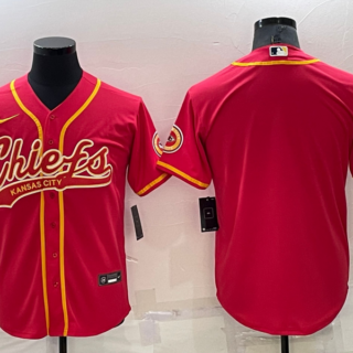 Men's Kansas City Chiefs Blank Red Cool Base Stitched Baseball Jersey