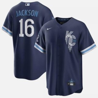Men's Kansas City Royals #16 Bo Jackson Navy City Connect Cool Base Stitched Baseball Jersey