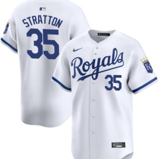 Men's Kansas City Royals #35 Chris Stratton White 2024 Home Limited Cool Base Stitched Baseball Jersey