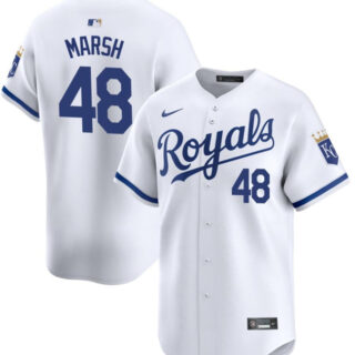 Men's Kansas City Royals #48 Alec Marsh White 2024 Cool Base Home Limited Stitched Baseball Jersey