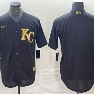 Men's Kansas City Royals Blank Black Cool Base Stitched Jersey