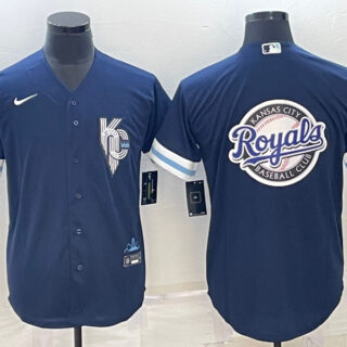 Men's Kansas City Royals Navy Team Big Logo City Connect Cool Base Stitched Jersey