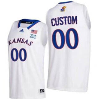 Men's Kansas Jayhawks Custom White Stitched Basketball JerseyS