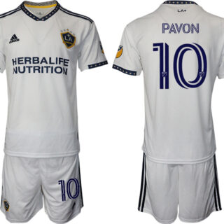 Men's LA Galaxy #10 Pavon White Home Soccer Jersey Suit