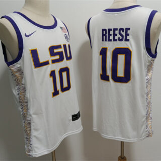 Men's LSU Tigers #10 Angel Reese White Stitched Jersey