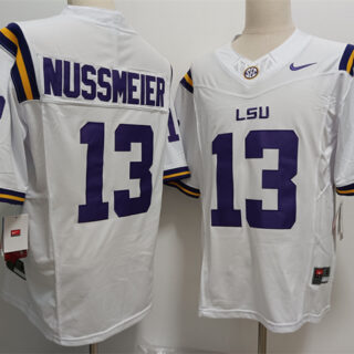 Men's LSU Tigers #13 Garrett Nussmeier White F.U.S.E Stitched Jersey