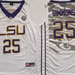 Men's LSU Tigers #25 Ben Simmons White Stitched Jersey