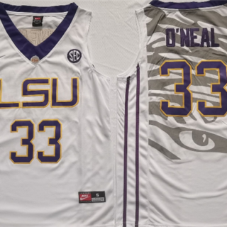 Men's LSU Tigers #33 Shaquille O'Neal White Stitched Jersey