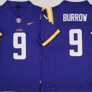 Men's LSU Tigers #9 Joe Burreaux Purple 2024 F.U.S.E. Stitched Jersey