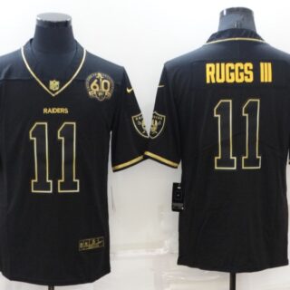 Men's Las Vegas Raiders #11 Henry Ruggs III Black Gold With 60th Anniversary Patch Vapor Limited Stitched Jersey