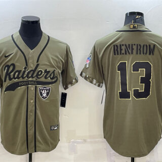 Men's Las Vegas Raiders #13 Hunter Renfrow 2022 Olive Salute To Service Cool Base Stitched Baseball Jersey